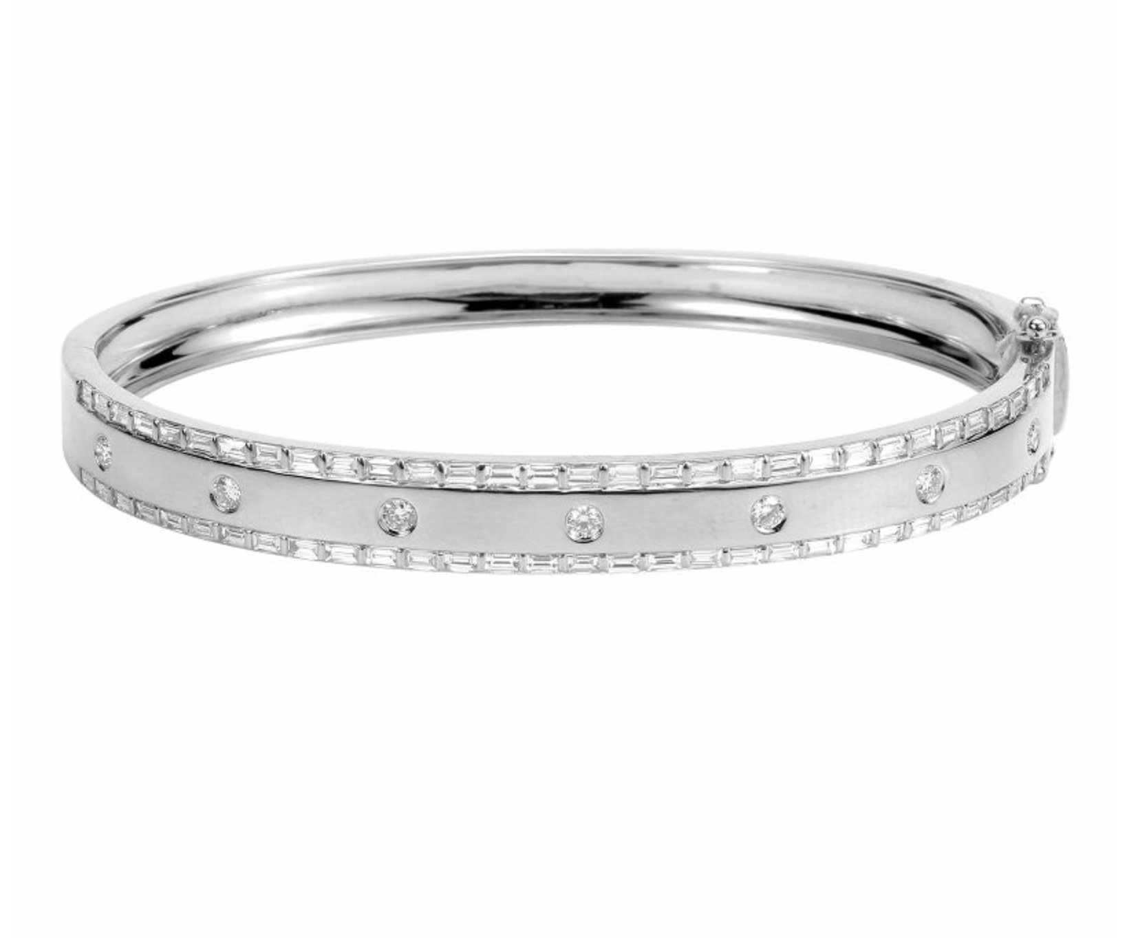 Baguette Bordered + Diamond Stations Bangle