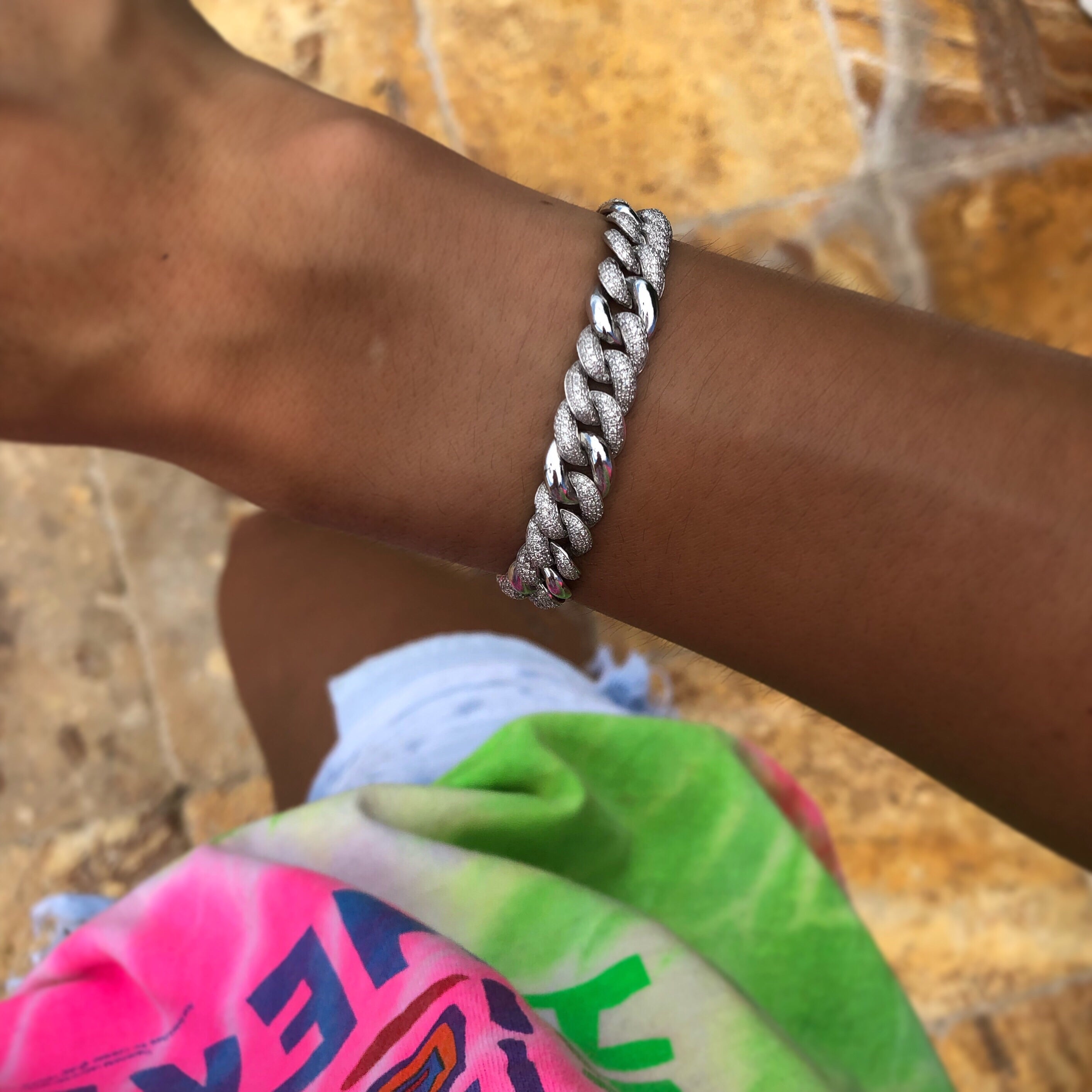 Pavé + High Polished Link Bracelet