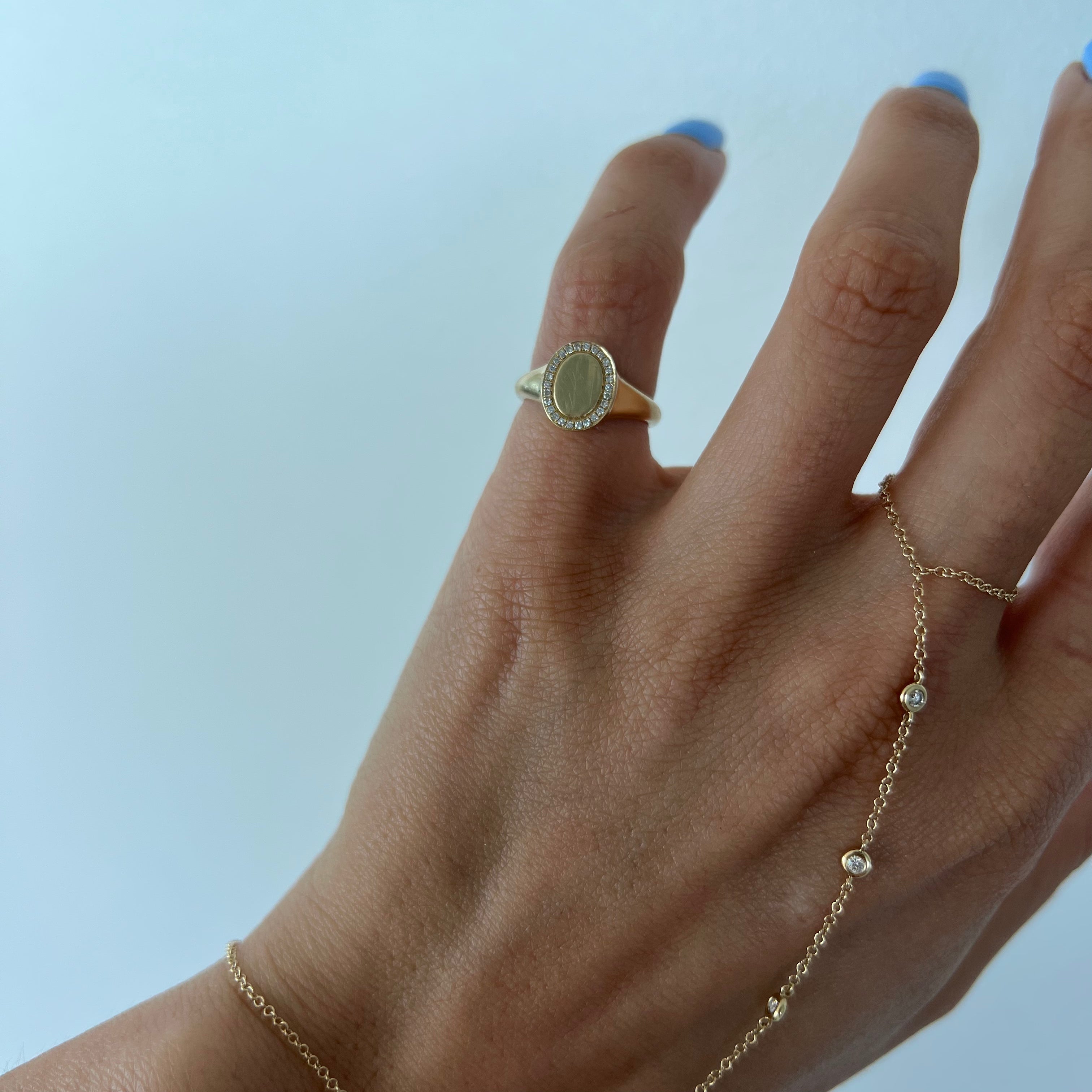 Pavé Edge Oval Signet Ring