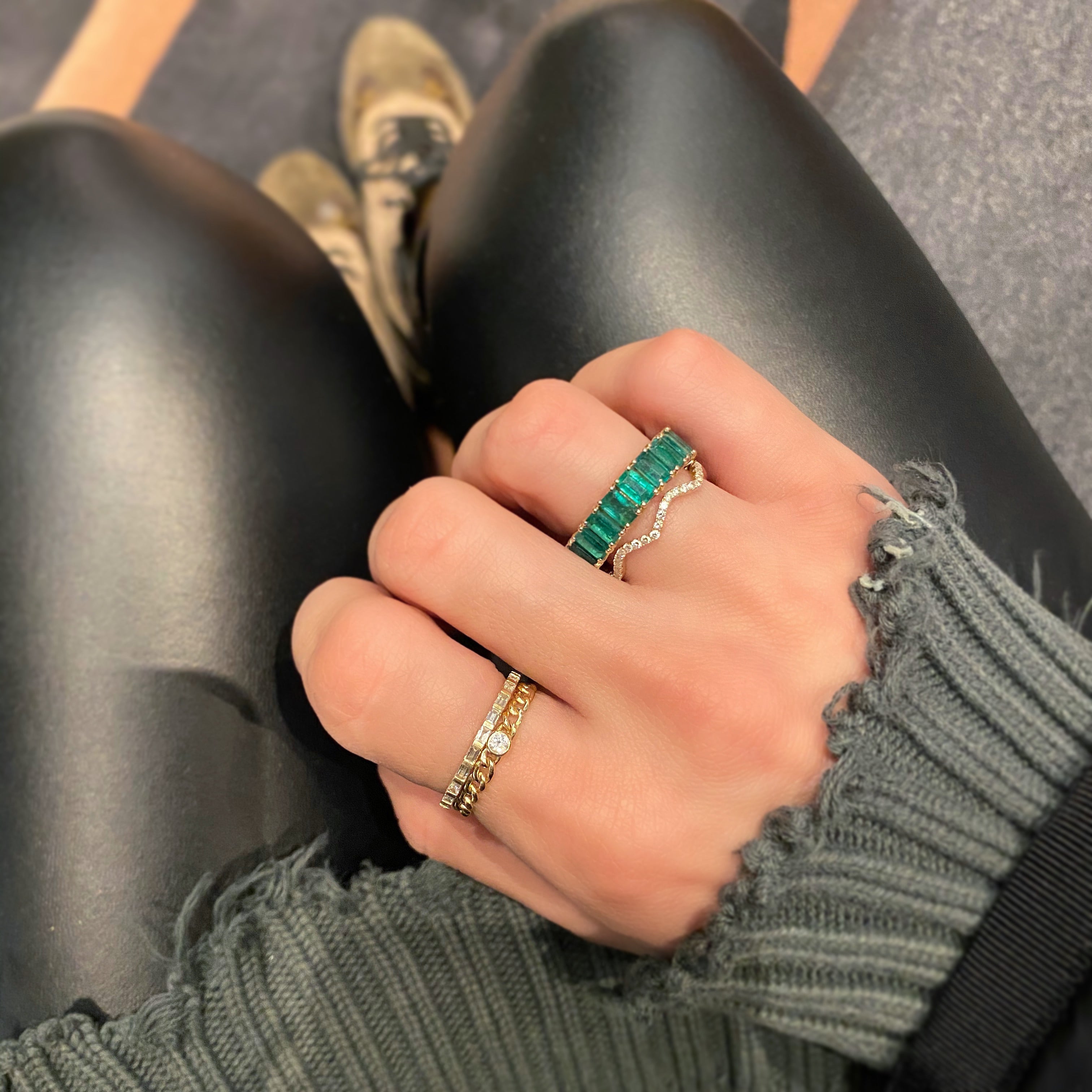 Mini Link + Diamond Bezel Ring